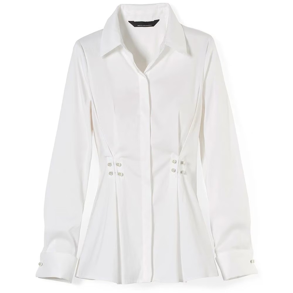 WHBM White blouse with pearls